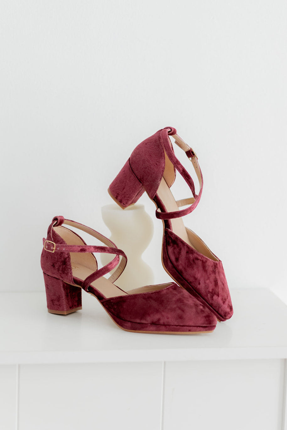 Helene Velvet Granate-Salón-helene-Loovshoes