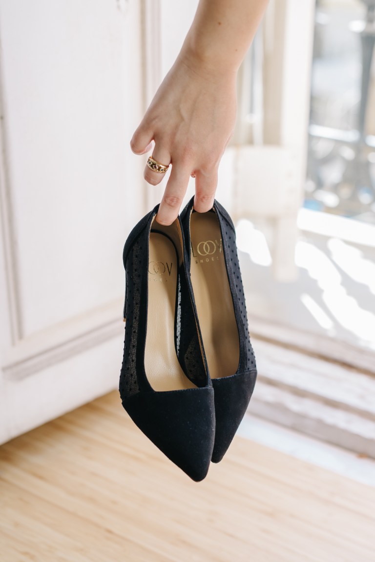Mimosa Negro Plumeti-tipo salón-ante, mimosa, novia, plumetti, salón, tacón de 7.5, zapatos de color negro-Loovshoes
