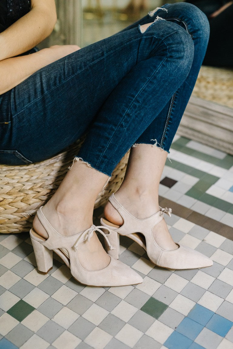 Zoe Beige-tipo salón-ante, liso, novia, salón, tacón de 7.5, terciopelo, zapatos de color beige, zoe-Loovshoes