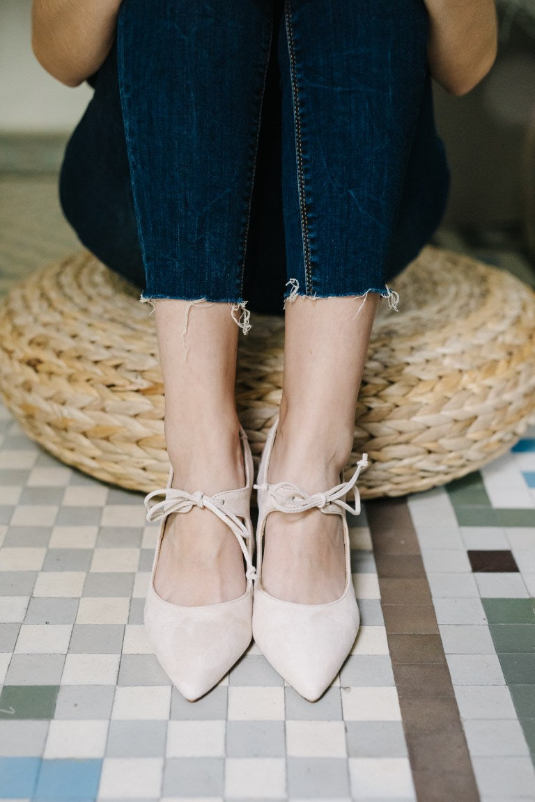 Zoe Beige-tipo salón-ante, liso, novia, salón, tacón de 7.5, terciopelo, zapatos de color beige, zoe-Loovshoes