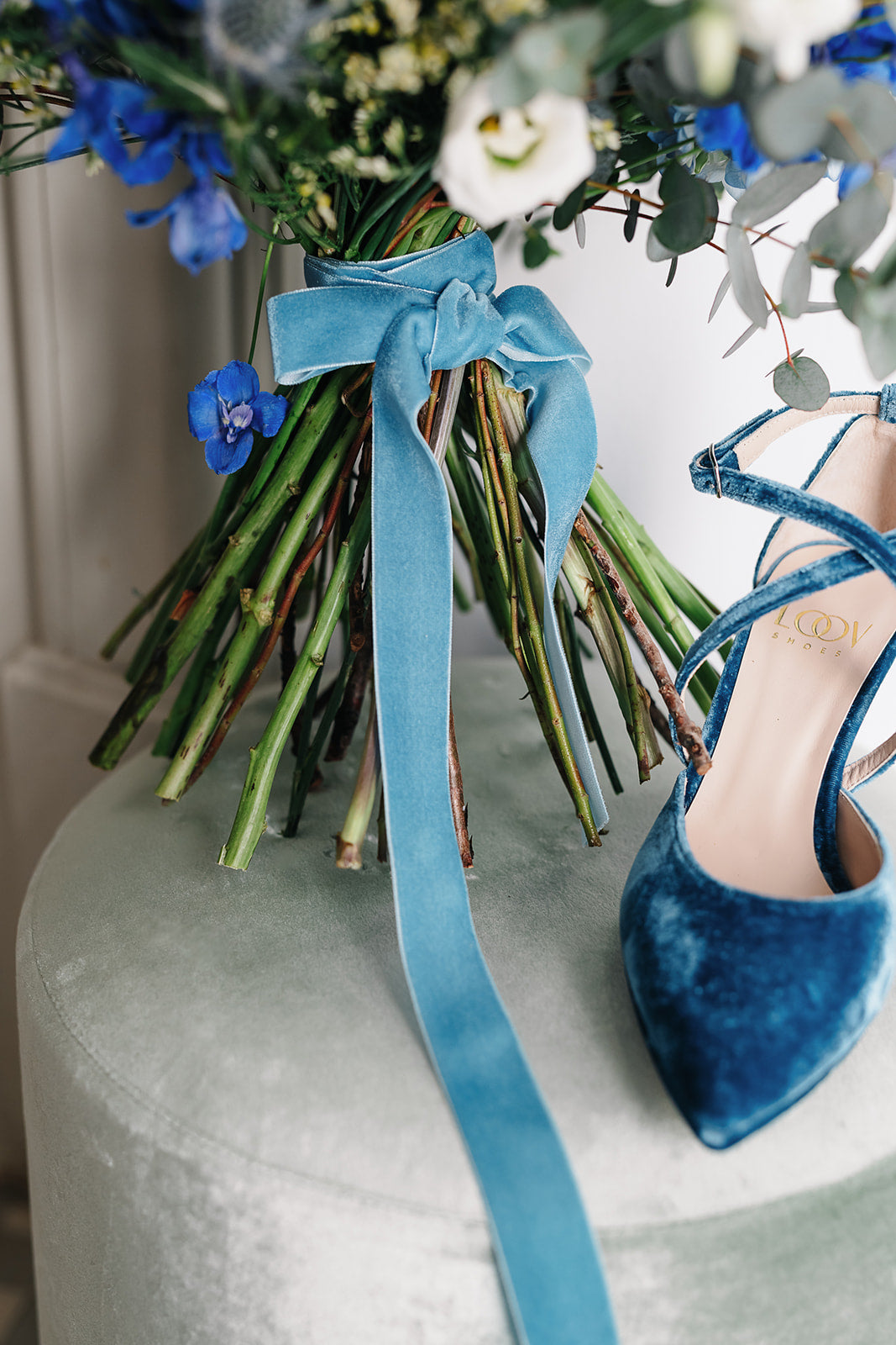 Cinta Ramo | Velvet Blue Sky-Cinta de terciopelo-Loovshoes