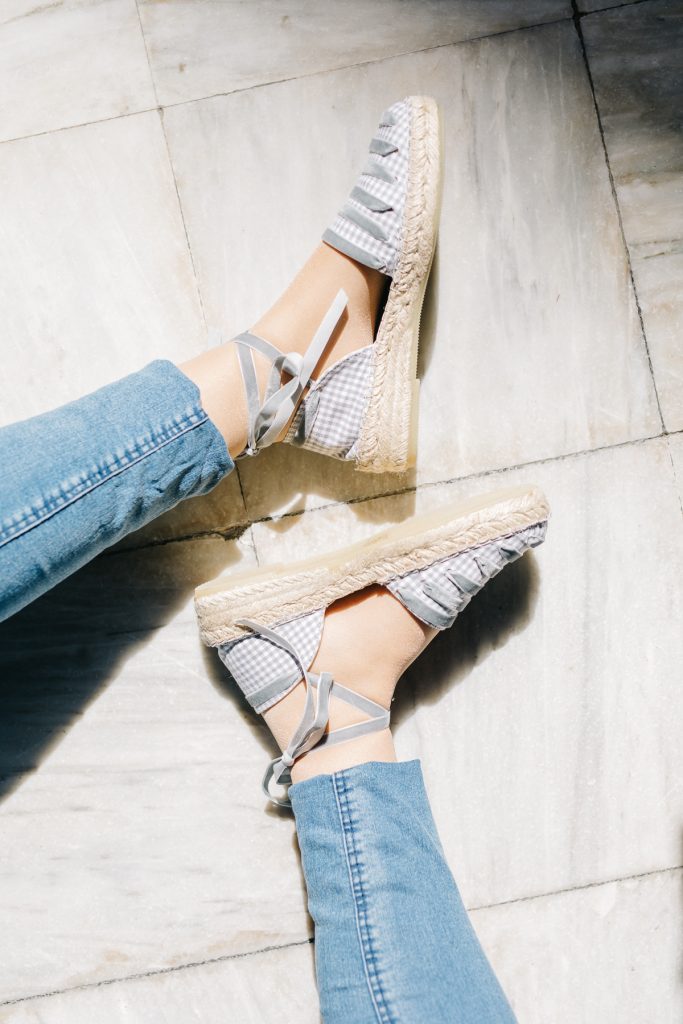 Valeria Vichy Gris-esparto plano-esparto, vichy, zapatos de color gris, zapatos planos-Loovshoes