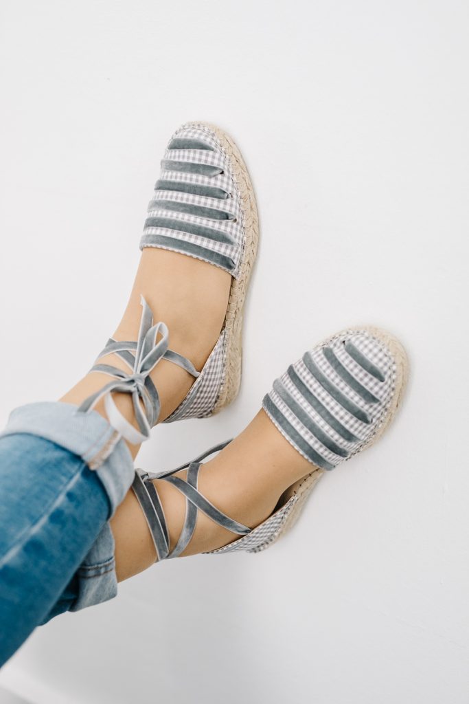 Valeria Vichy Gris-esparto plano-esparto, vichy, zapatos de color gris, zapatos planos-Loovshoes