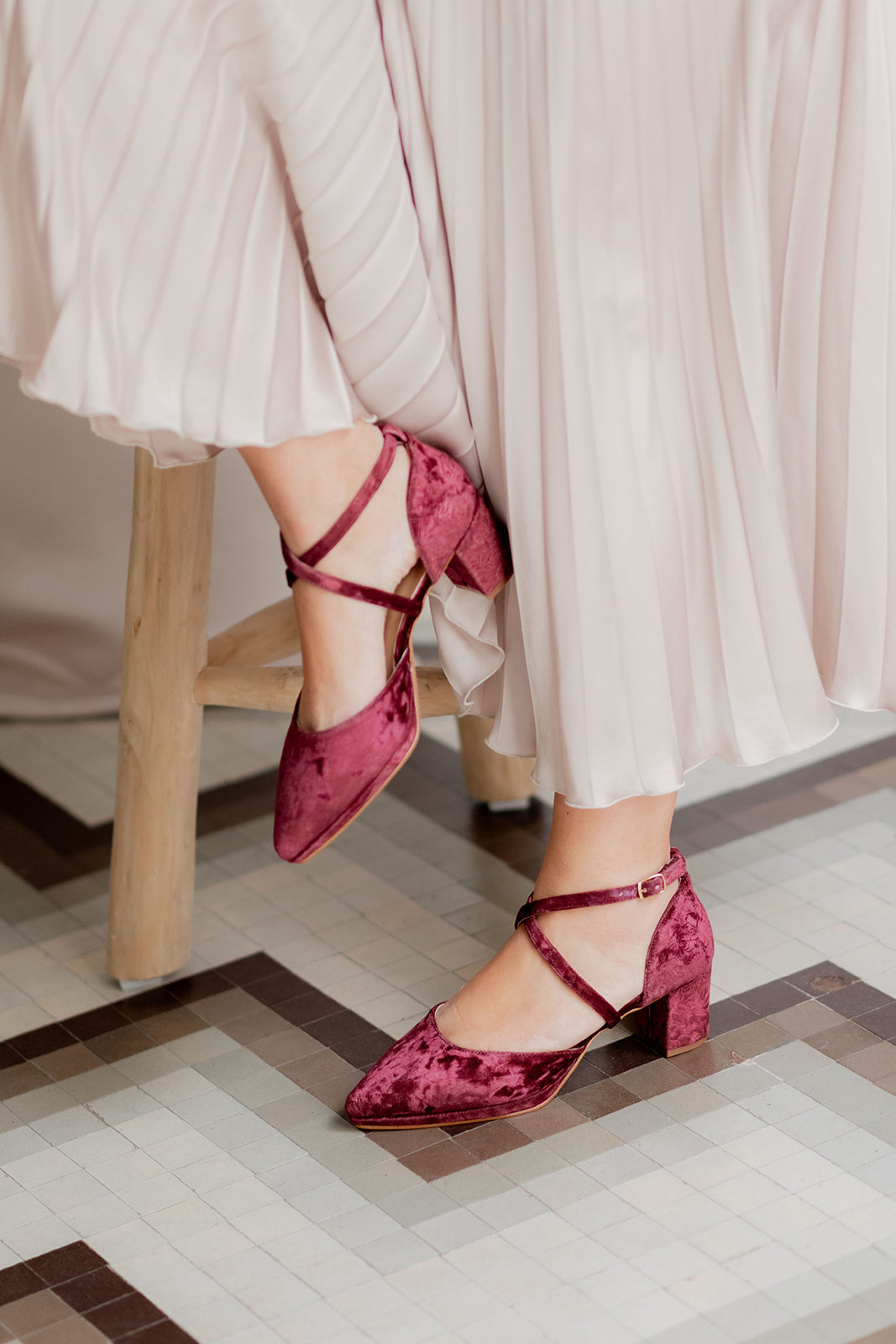 Helene Velvet Granate-Salón-helene-Loovshoes