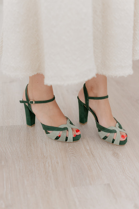 Victoria Verde-tipo salón-ante, eucalipto, sandalia, tacon de 9, verde, victoria, zapatos de color verde-Loovshoes