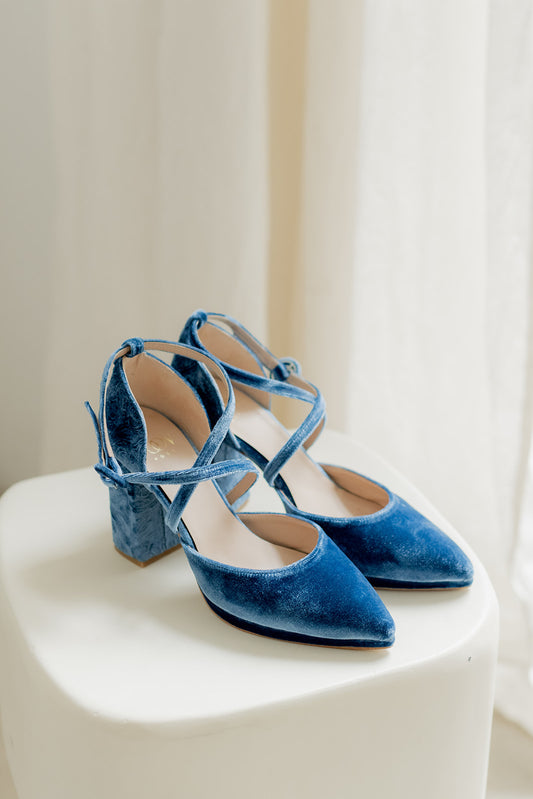 Adela Velvet Azul-Salón-Adela-Loovshoes