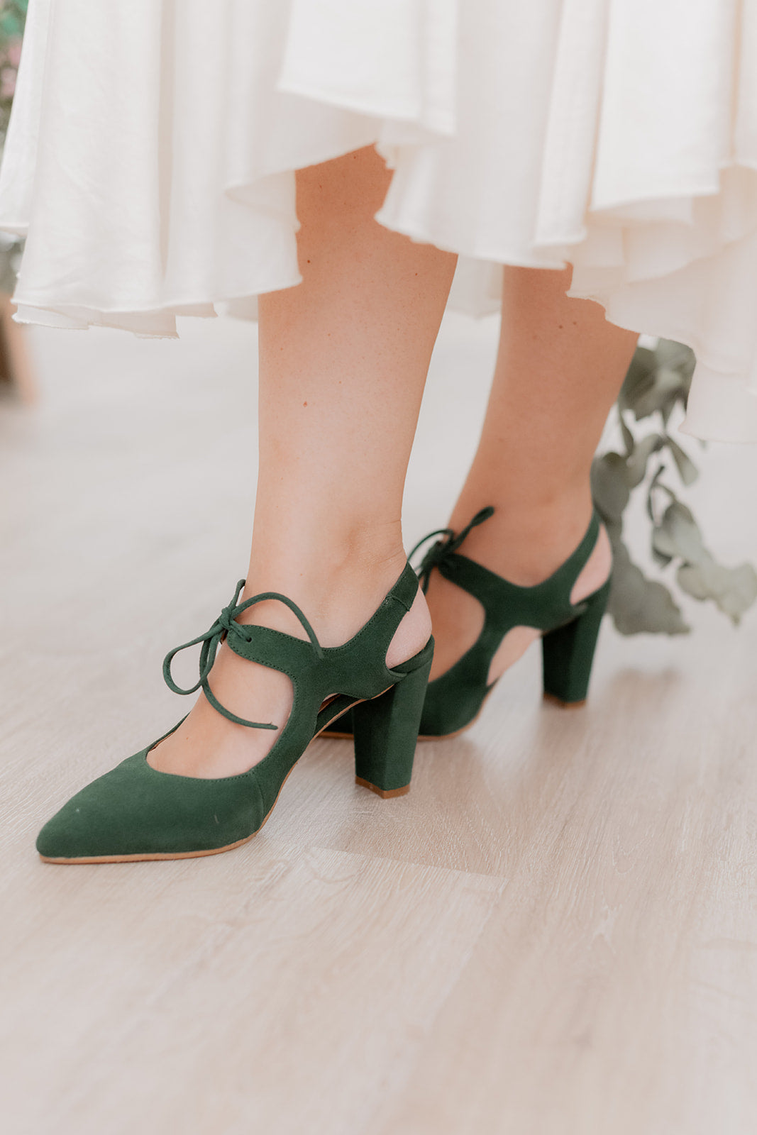 Zoe Verde-tipo salón-ante, liso, novia, salón, tacón de 7.5, terciopelo, zapatos de color verde, zoe-Loovshoes