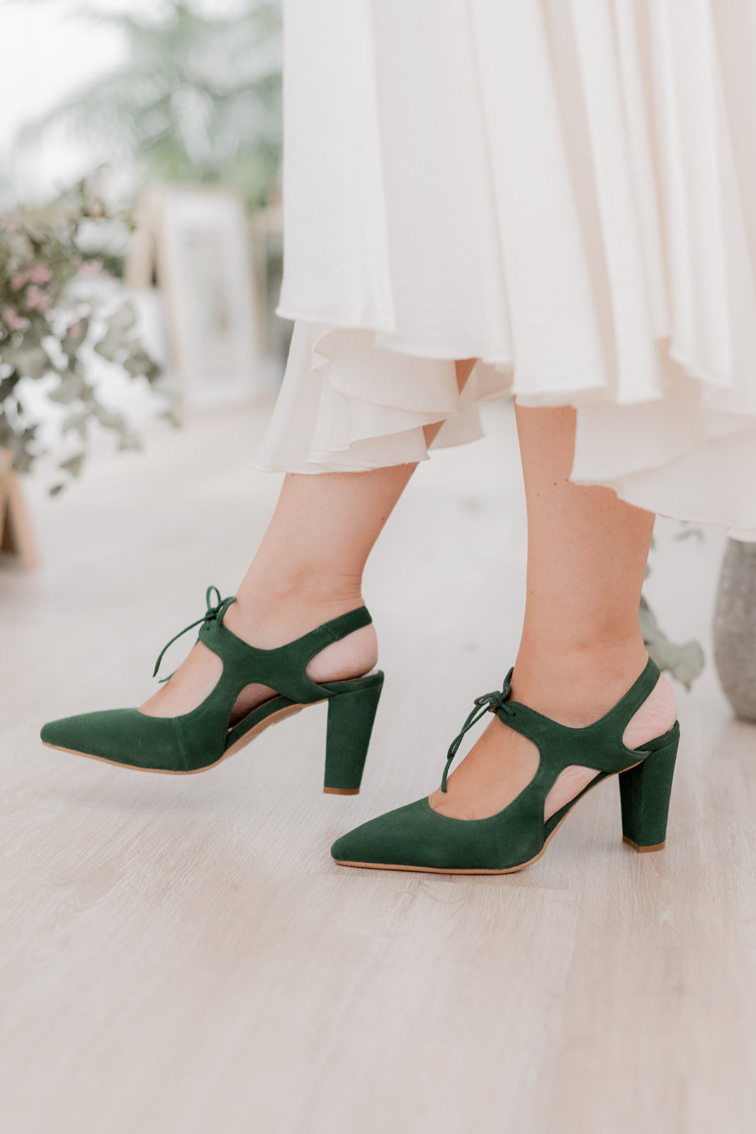 Zoe Verde-tipo salón-ante, liso, novia, salón, tacón de 7.5, terciopelo, zapatos de color verde, zoe-Loovshoes