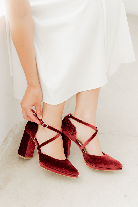 Adela Velvet Granate-Salón-Adela-Loovshoes