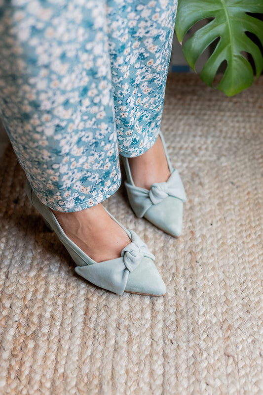 Mimosa Lazo Eucalipto-tipo salón-ante, eucalipto, liso, mimosa, novia, salón, tacón de 7.5, zapatos de color verde-Loovshoes