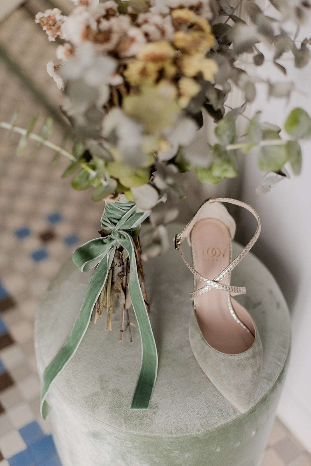 Cinta Ramo | Velvet Eucalipto-Cinta de terciopelo-Loovshoes