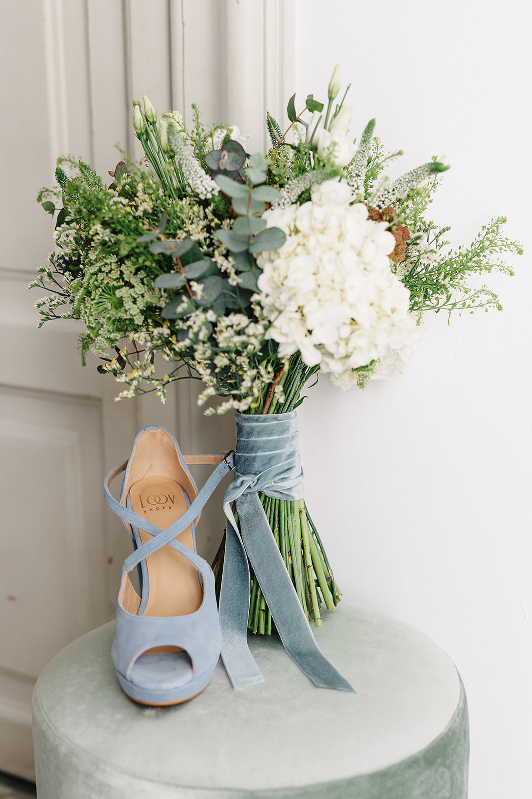 Cinta para ramo | Velvet Azul Piedra-Cinta de terciopelo-Loovshoes