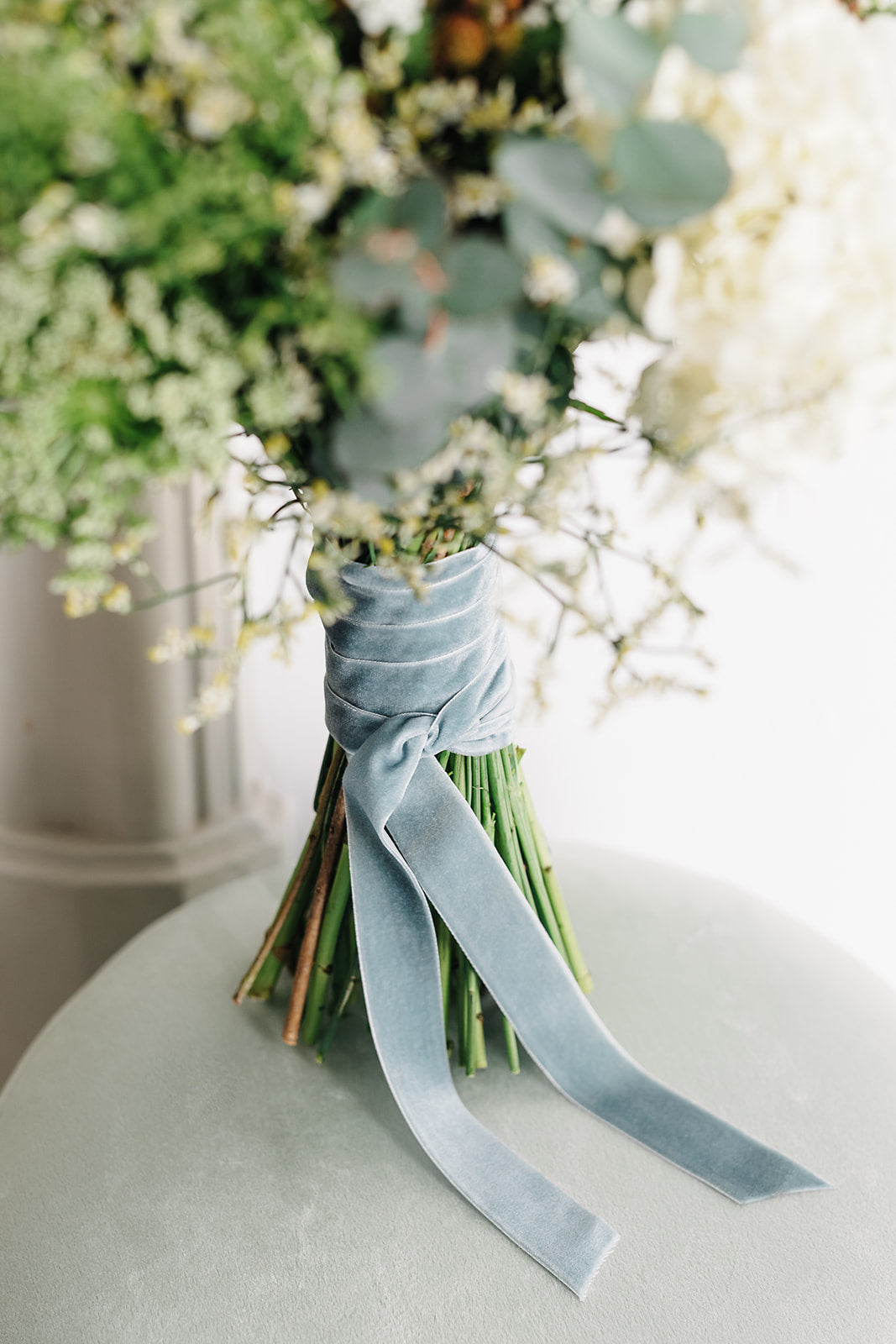 Cinta para ramo | Velvet Azul piedra-cinta de terciopelo, cintas para ramo, terciopelo azul piedra-Loovshoes