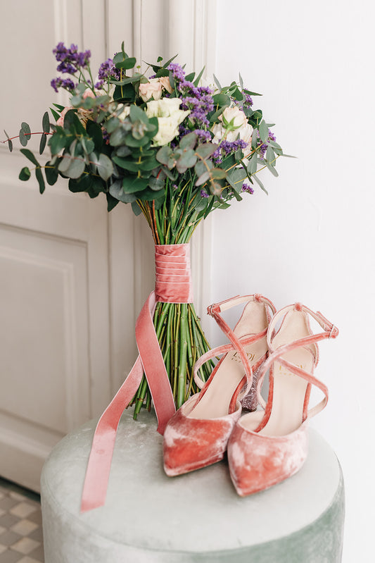 Cinta para ramo | Velvet Rosa-cinta de terciopelo, cintas para ramo, terciopelo rosa-Loovshoes