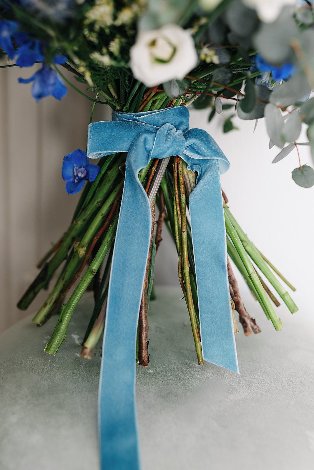 Cinta para ramo | Velvet Blue Sky-cinta de terciopelo, cintas para ramo, terciopelo azul sky-Loovshoes