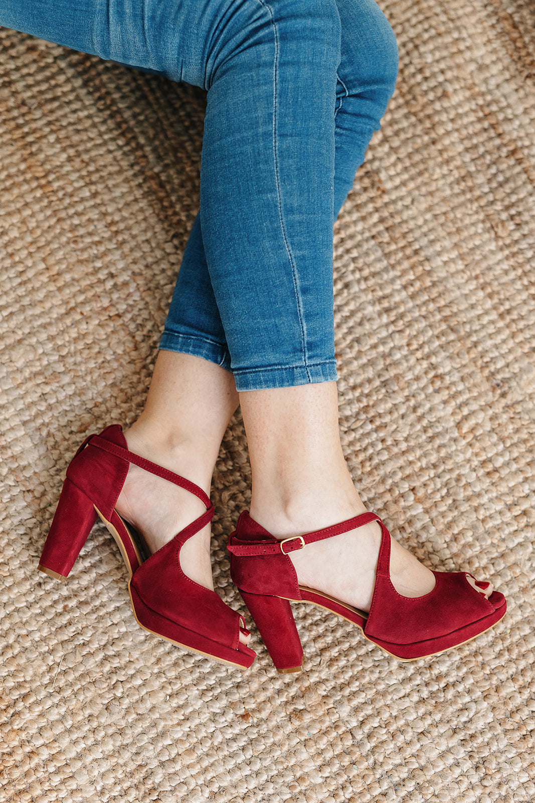Palma Granate de 7,5cm-sandalias-ante, liso, novia, palma, sandalia, tacón de 7.5, zapatos de color granate-Loovshoes